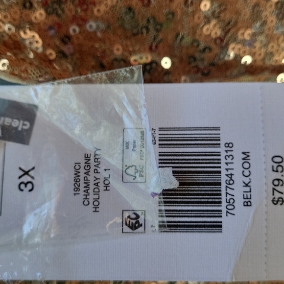 Crown & Ivy Gold Sequin Long Sleeve Shirt NWT  3 X - Picture 2 of 4